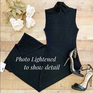 Commense ⭐️NWT Black Sleeveless Ribbed Midi Dress with Mock Neck